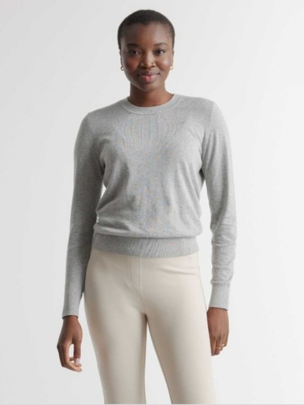 Quince Lightweight Cotton Cashmere Crewneck Sweater Size Small